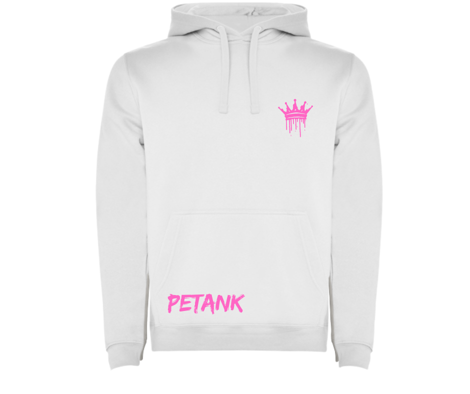 SUDADERA BLANCA , FUCSIA